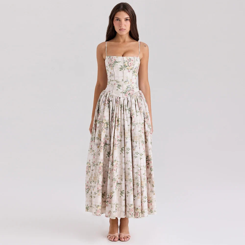 Y2K Elegant Floral Midi Dress