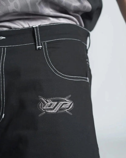 Y2K Embroidered Black Denim Shorts Jorts