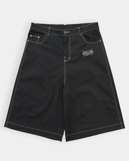 Y2K Embroidered Black Denim Shorts Jorts