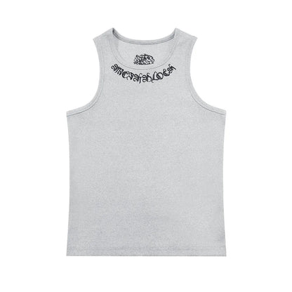 Y2K Embroidered Neck-Line Tank Top