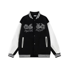Y2K Embroidered Red Panelled Baseball Varsity Jacket