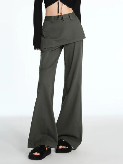 Y2K Fake Two Piece Baggy Flare Jeans