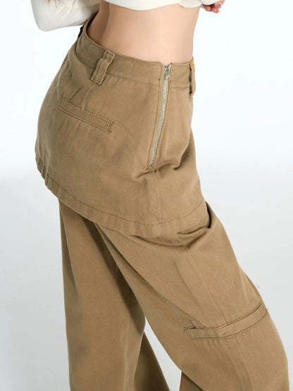 Y2K Fake Two Piece Baggy Flare Jeans