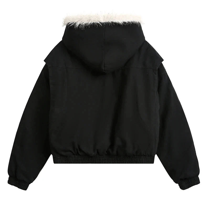 Y2K Faux Fur Lined Coat Jacket
