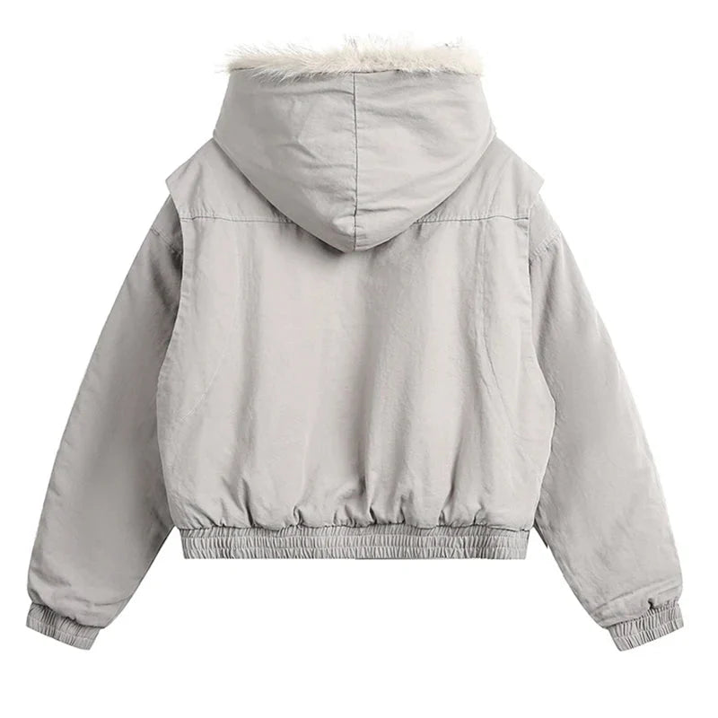 Y2K Faux Fur Lined Coat Jacket