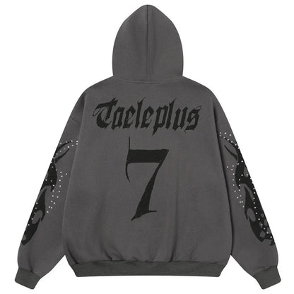 Y2K Fire Rhinestone Full Zip Up Hoodie