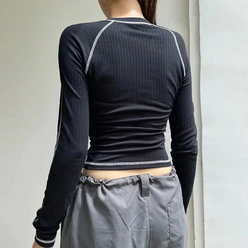 Y2K Fitted Long Sleeved Top