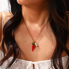 Y2K Glass Chilli Pendant Necklace