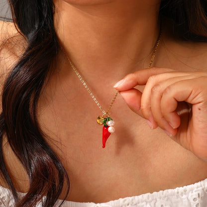 Y2K Glass Chilli Pendant Necklace