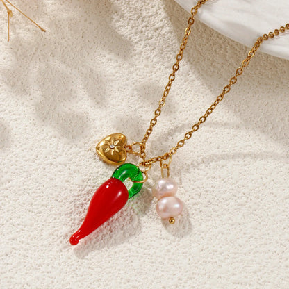 Y2K Glass Chilli Pendant Necklace
