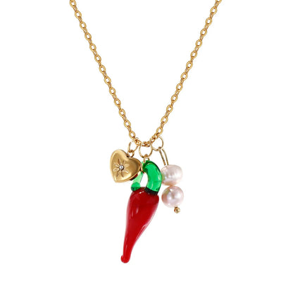 Y2K Glass Chilli Pendant Necklace