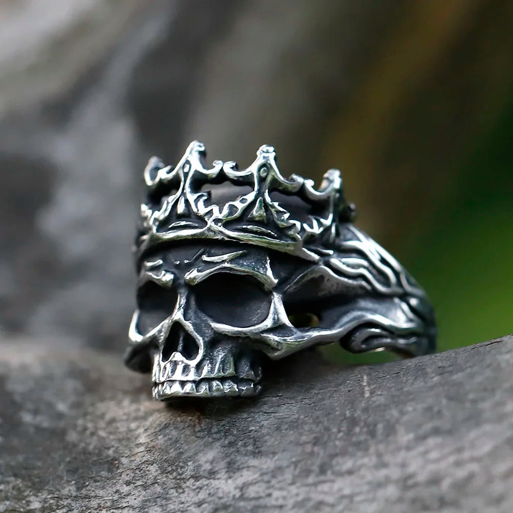 Y2K Gothic Crowned Skull Ring