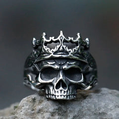 Y2K Gothic Crowned Skull Ring