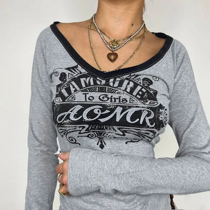 Y2K Graphic Long Sleeve Top