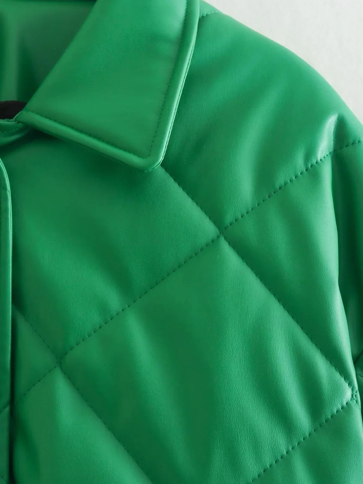 Y2K Green PU Leather Loose Lapel Jackets