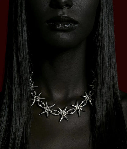 Y2K Grunge Mace Rivet Chain Necklace