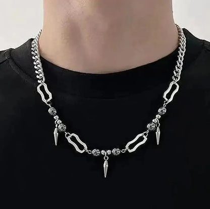 Y2K Hanging Rivet Splicing Bead Necklace