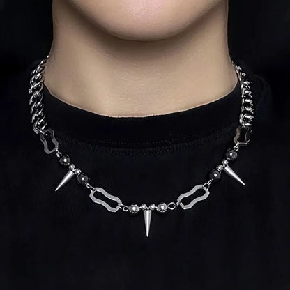 Y2K Hanging Rivet Splicing Bead Necklace