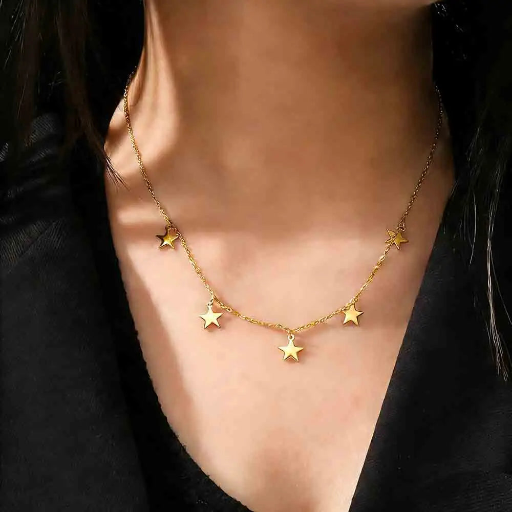Y2K Hanging Stars Choker Necklace