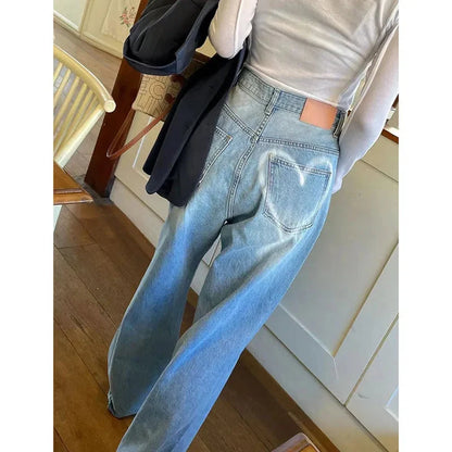 Y2K Heart Print Baggy Denim Jeans