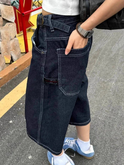 Y2K High Waist Denim Loose Fit Shorts Jorts