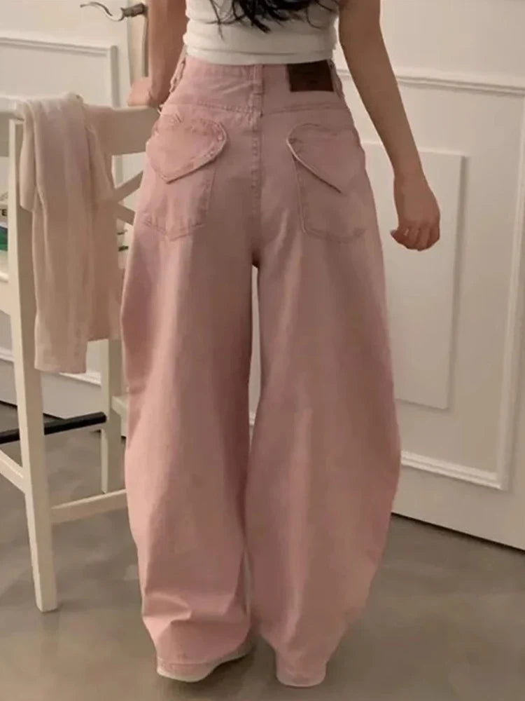 Y2K High Waist Love Heart Denim Jeans