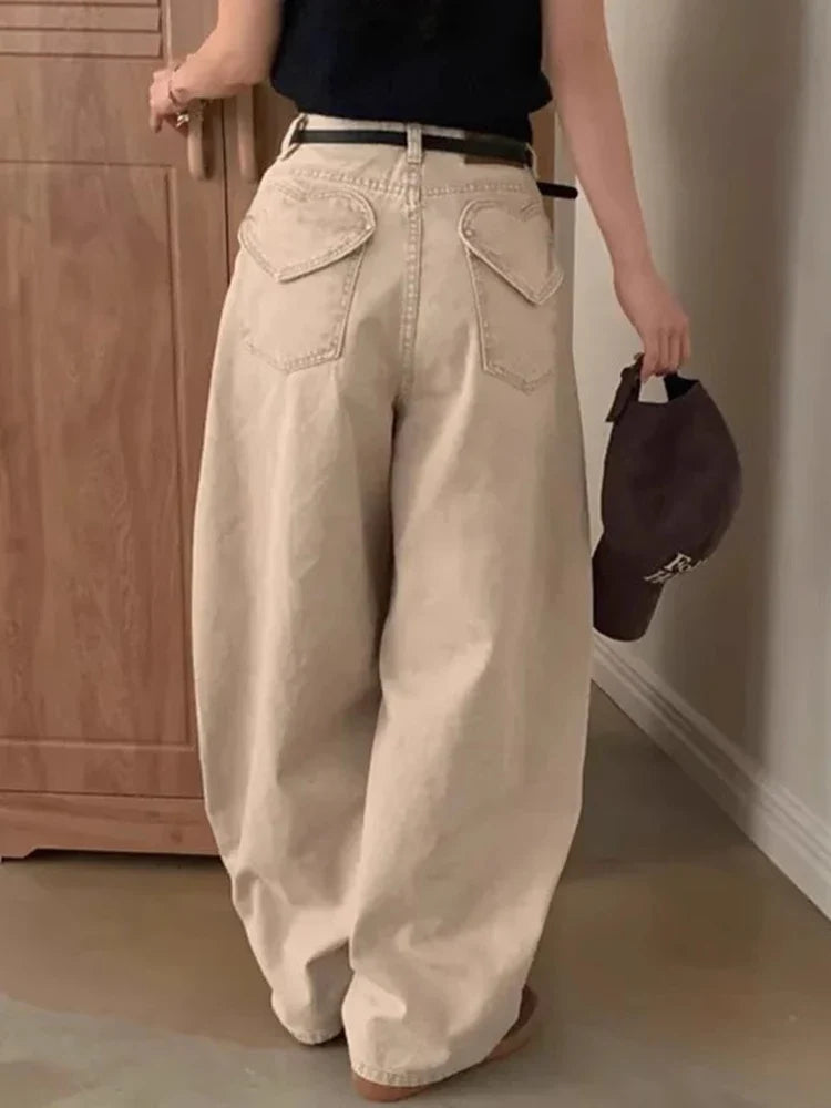 Y2K High Waist Love Heart Denim Jeans