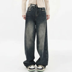 Y2K High Waist Slight Wash Baggy Boyfriend Jeans