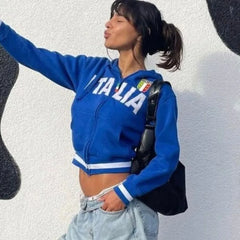 Y2K ITALIA Embroidered Zip Up Jacket Hoodie