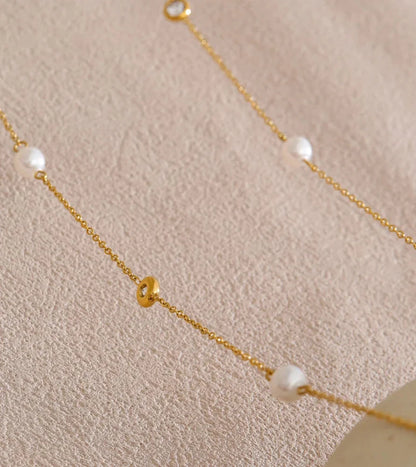 Y2K Imitation Pearls Zirconia Layered Chain Necklace