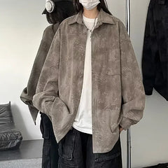 Y2K Jacquard Corduroy Long Sleeve Button Down Shirt