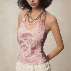 Y2K Japanese Grunge Backless Halter Top