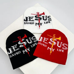 Y2K "Jesus Saved My Life" Graphic Beanie