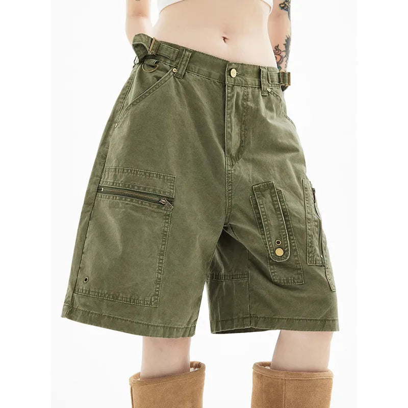 Y2K Knee Length Baggy Cargo Denim Shorts Jorts