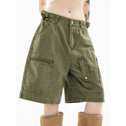 Y2K Knee Length Baggy Cargo Denim Shorts Jorts