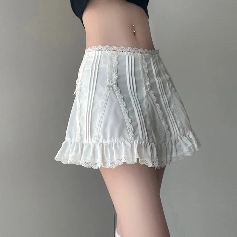 Y2K Lacey White Mini Skirt
