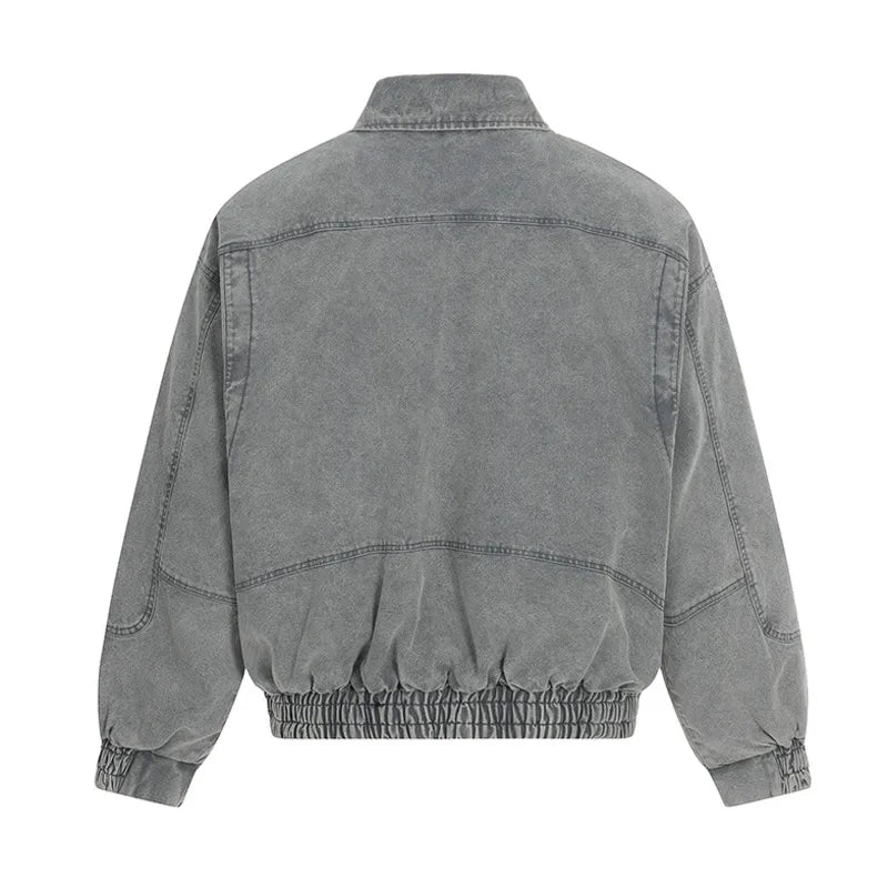 Y2K Lapel Airplane Buckle Denim Jacket