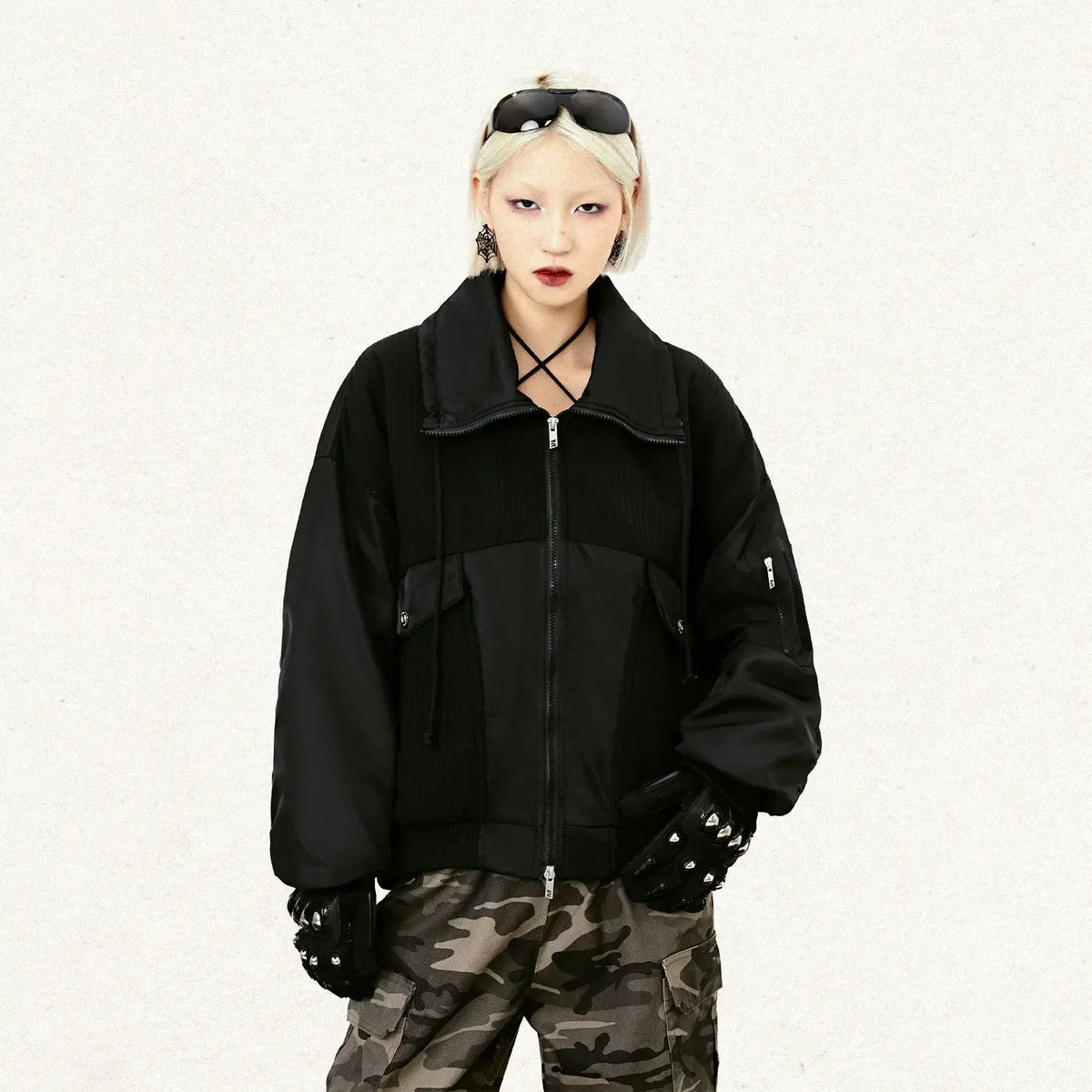 Y2K Large Pocket Bomber Jacket