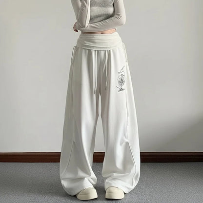 Y2K Layered High Waist Baggy Boyfriend Sweatpants Joggers Trousers