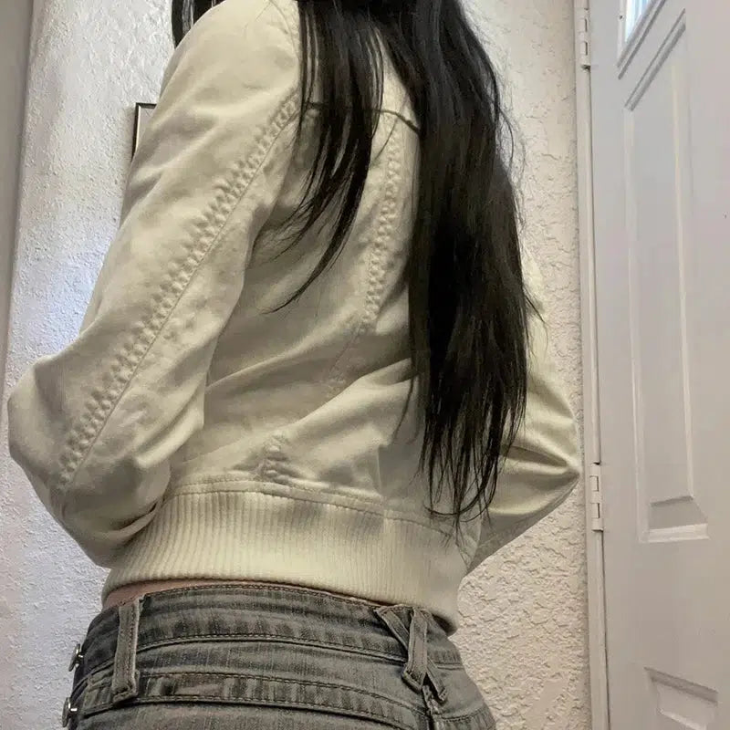 Y2K Cropped Cream Jacket