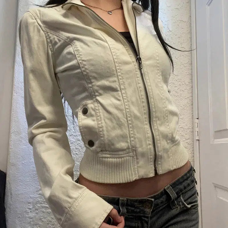 Y2K Cropped Cream Jacket