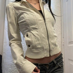 Y2K Cropped Cream Jacket