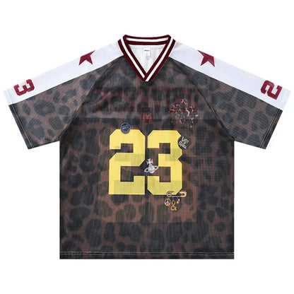 Y2K Leopard Print Mesh Jersey