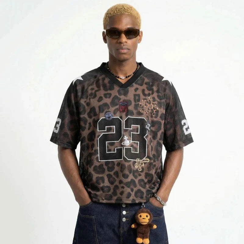 Y2K Leopard Print Mesh Jersey