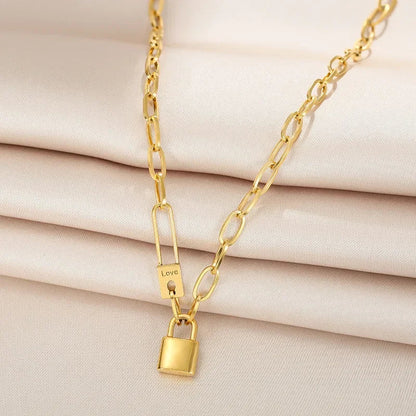 Y2K Letter Love Lock Pendant Necklace