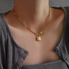 Y2K Letter Love Lock Pendant Necklace