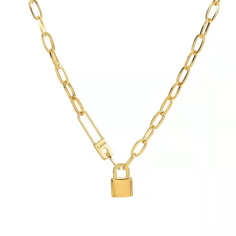 Y2K Letter Love Lock Pendant Necklace