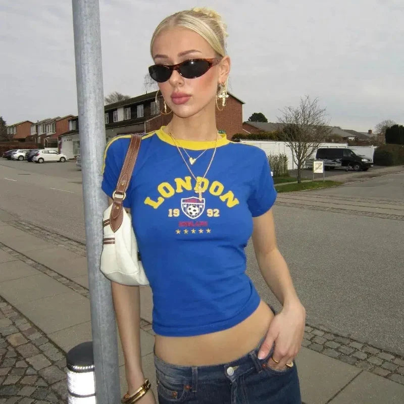 Y2K London Baby Tee Blue