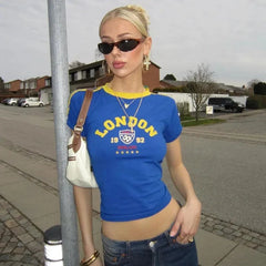 Y2K London Baby Tee Blue