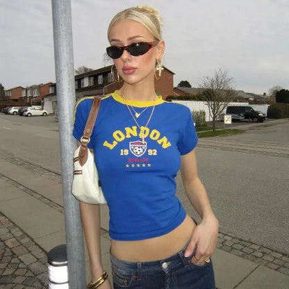 Y2K London Baby Tee Blue